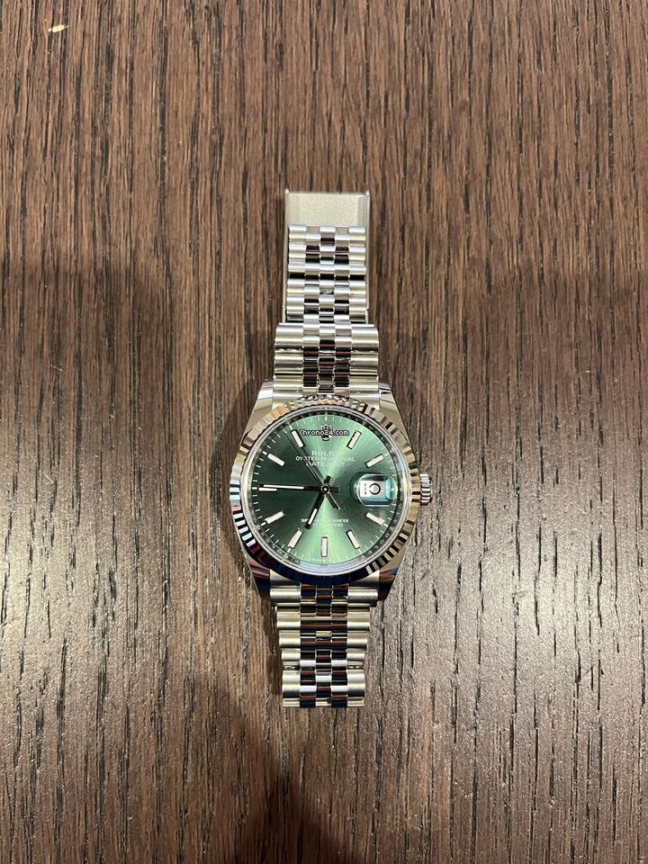 Rolex Datejust126234 Datejust 36mm Mint Green Fluted Bezel Jubilee Full Set