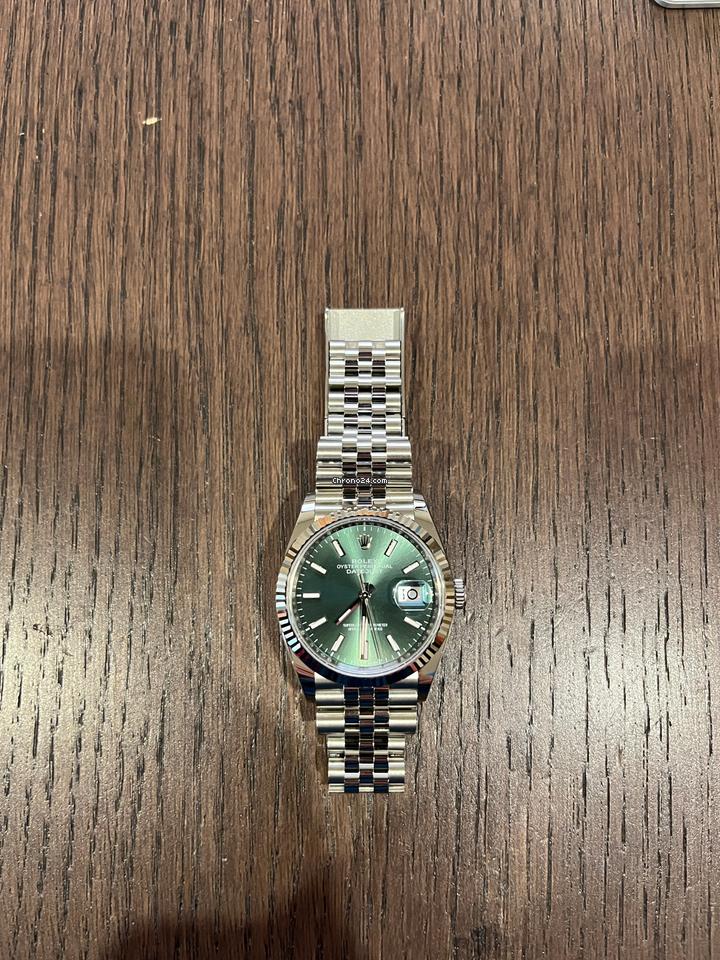 Rolex Datejust126234 Datejust 36mm Mint Green Fluted Bezel Jubilee Full Set