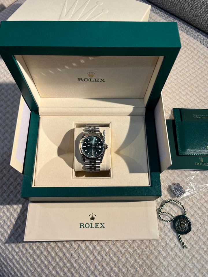 Rolex Datejust126234 Datejust 36mm Mint Green Fluted Bezel Jubilee Full Set