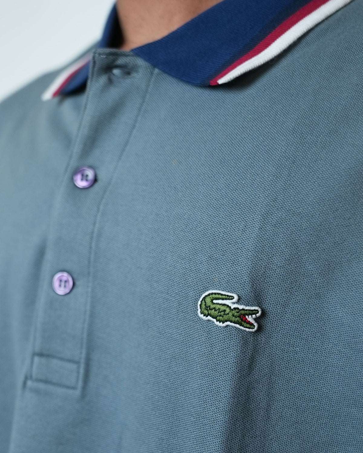 Lacoste Grey Polo Neck T-Shirt (XL)