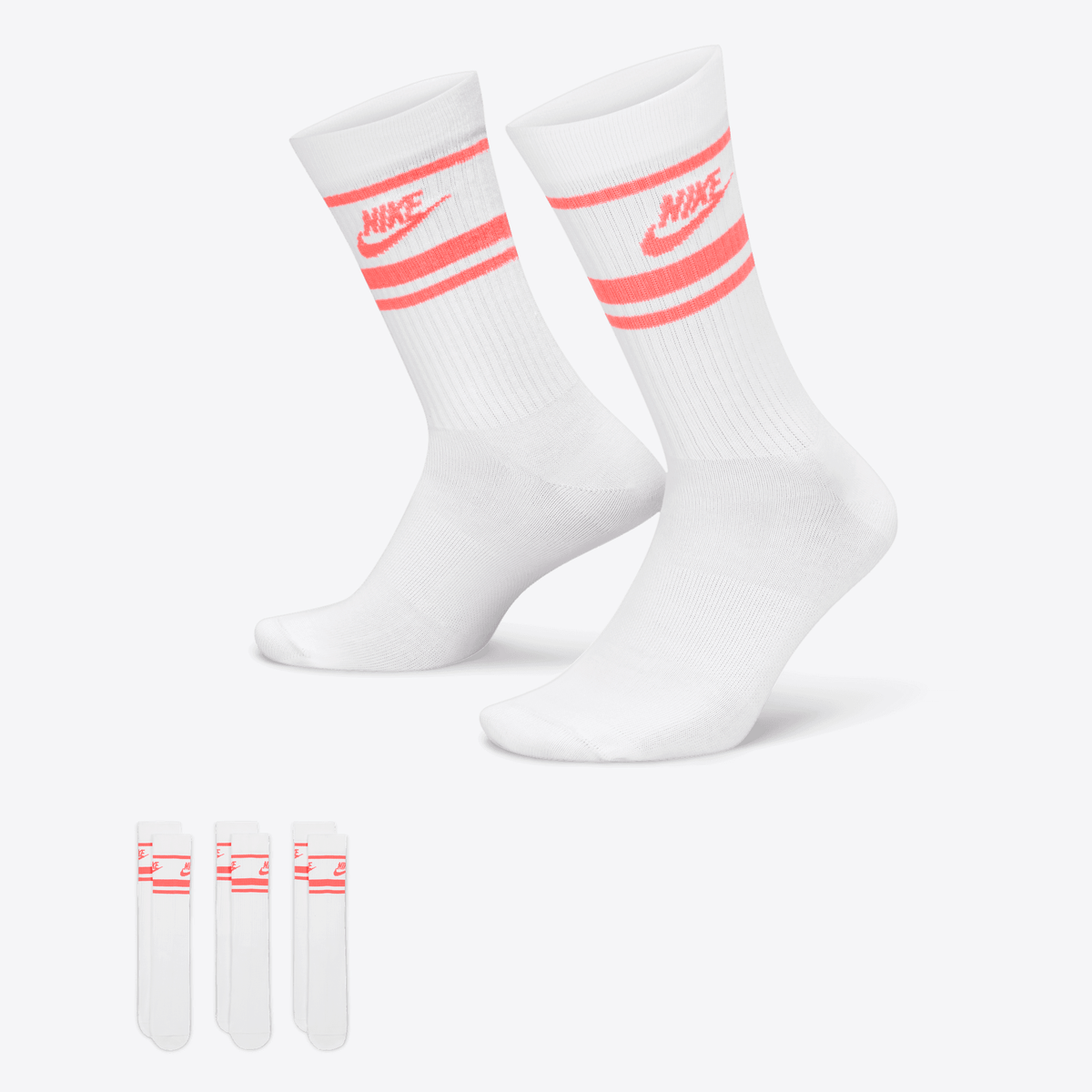 NIKE SPORTSWEAR DRI-FIT EVERYDAY ESSENTIAL { WHITE/HOT PUNCH/HOT PUNCH