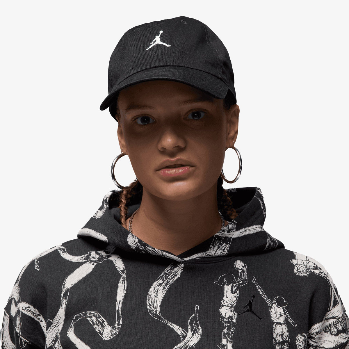 Jordan UNSTRUCTURED CURVED-BILL HAT { BLACK