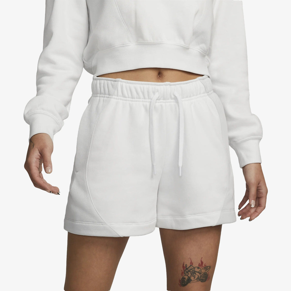 Nike MID-RISE FLEECE SHORTS { SUMMIT WHITE/PHOTON DUST/SUMMIT WHITE