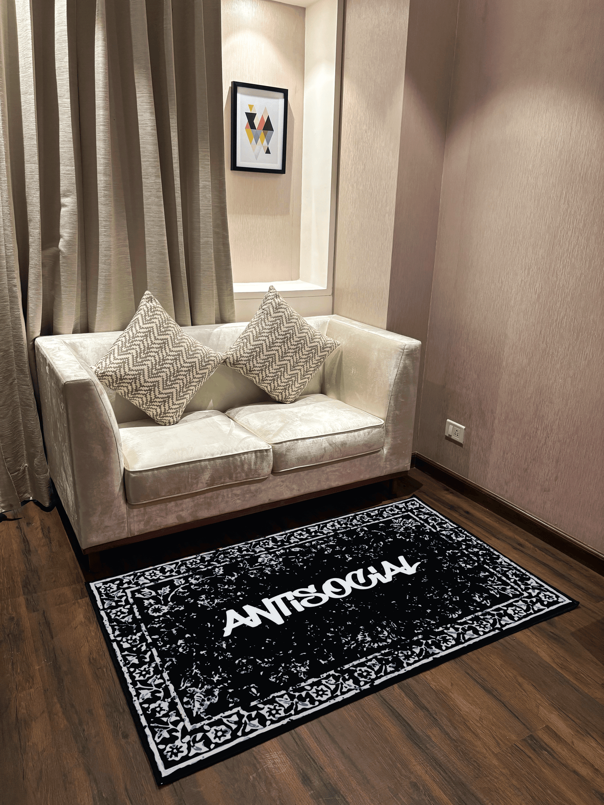 Anti Social Traditional design Washable  Custom Rug