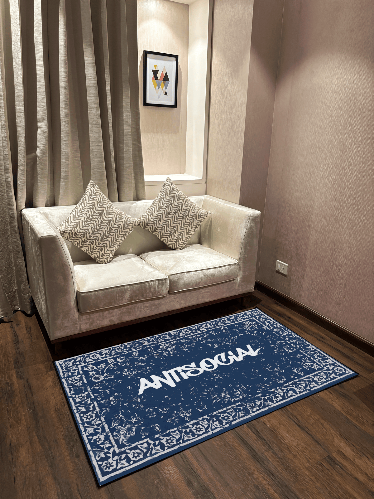Anti Social Traditional design Washable  Custom Rug