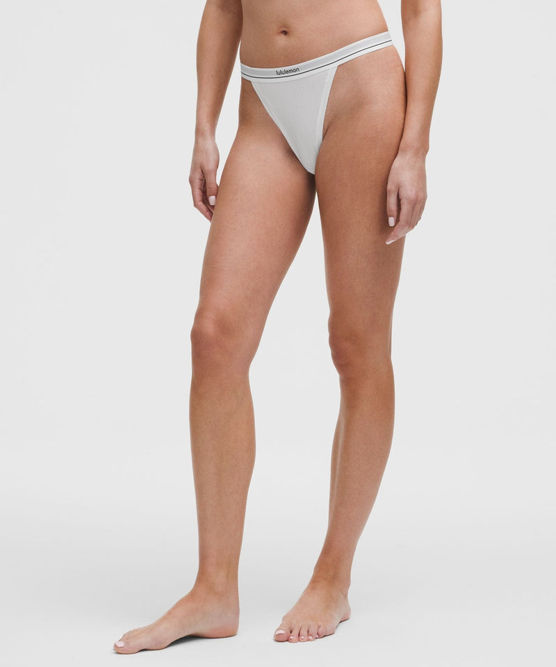 Lululemon Stretch Cotton Ribbed Logo High-Rise Thong Underwear