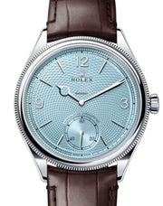 Rolex | 1908 | 52506 | Platinum | 39 x 40 mm | Leather | Blue | Automatic