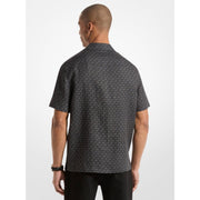 Michael Kors Signature Logo Linen Camp Shirt BLACK