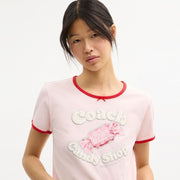 Coach Candy Shop Scoop Neck T-Shirt Pink Multi