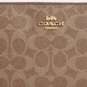 Coach Large Corner Zip Wristlet In Signature Canvas Signature Canvas-Gold-Tan-Brown
