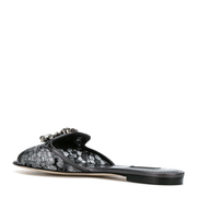 Crystal-Embellished Lace Sandals