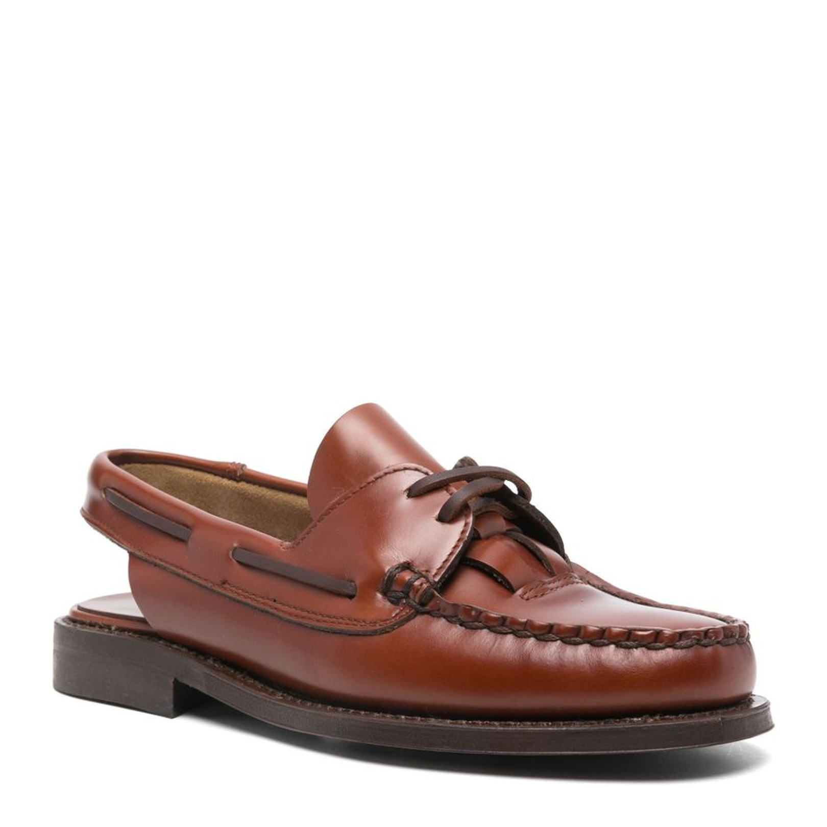 Flat Shoes Leather Brown