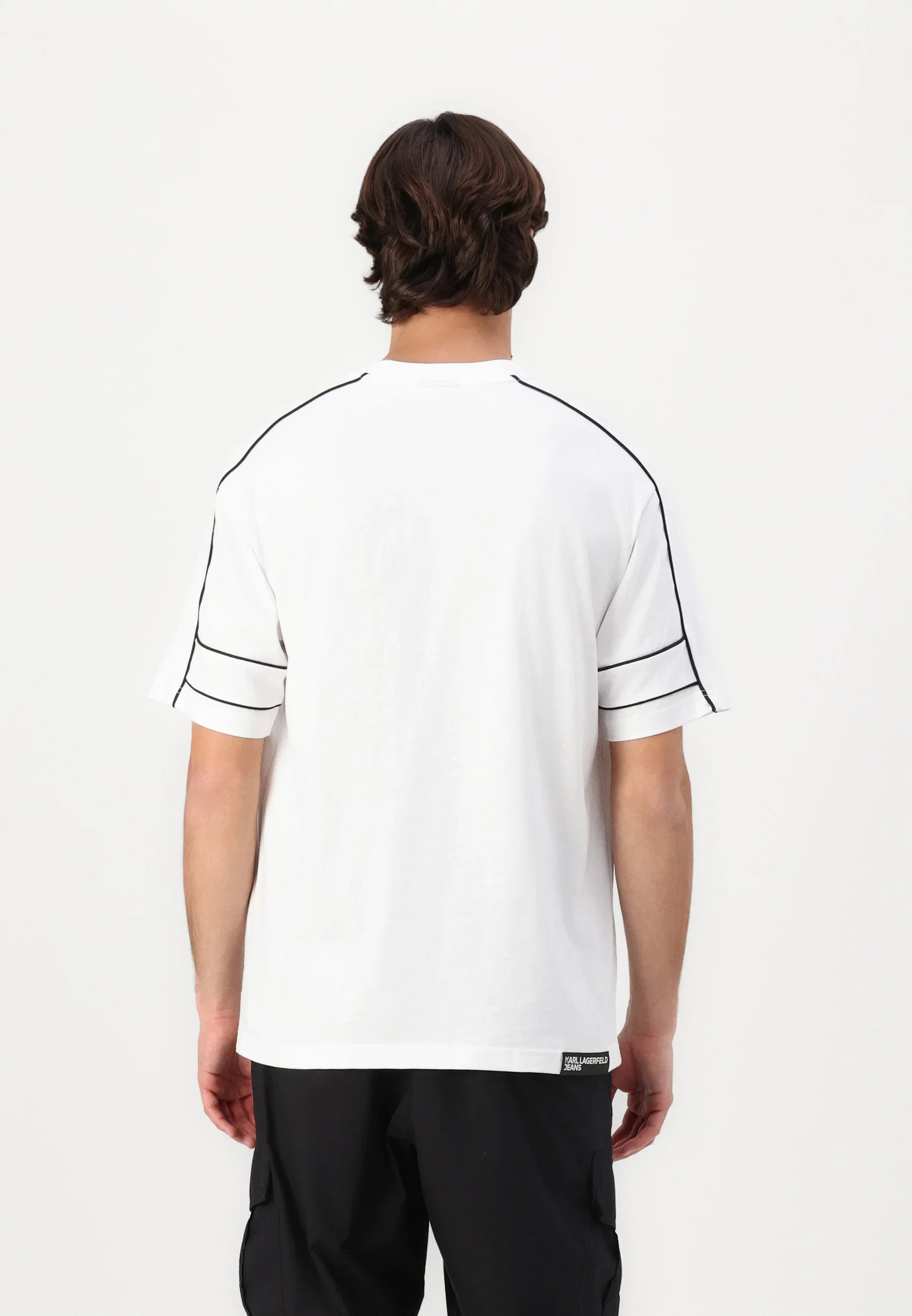Karl Lagerfeld Jeans RELAXED PIPING TEE - Print T-shirt - white
