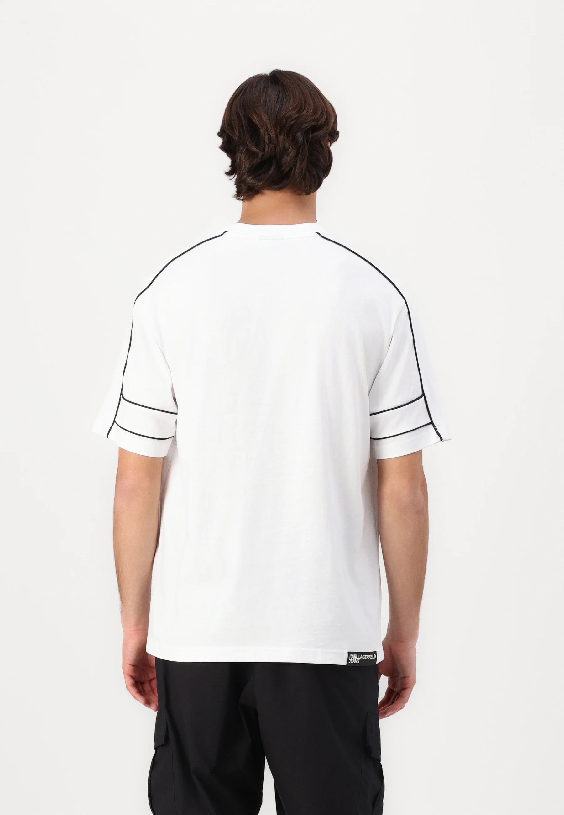 Karl Lagerfeld Jeans RELAXED PIPING TEE - Print T-shirt - white