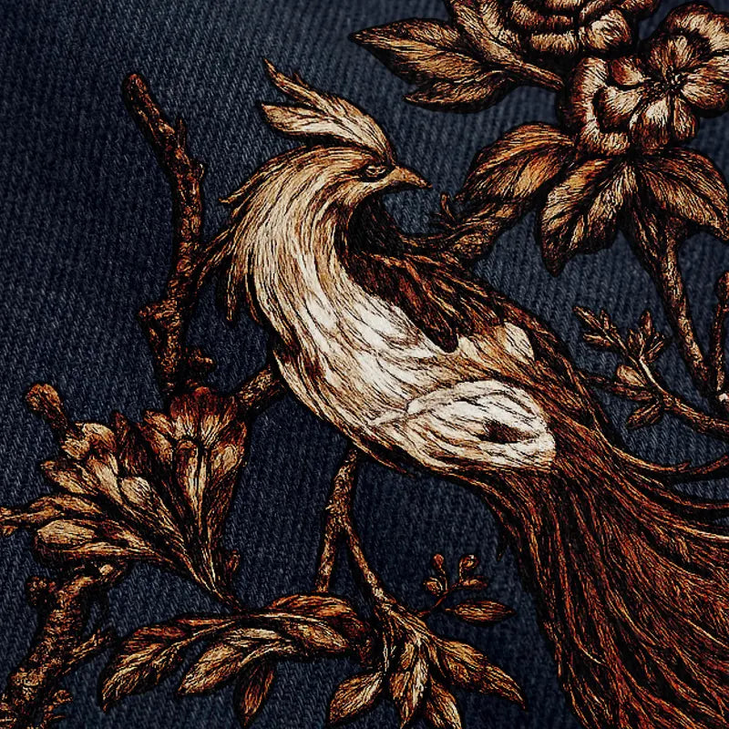Off Supply Gilded Crane Embroidered Denim — Limited Edition