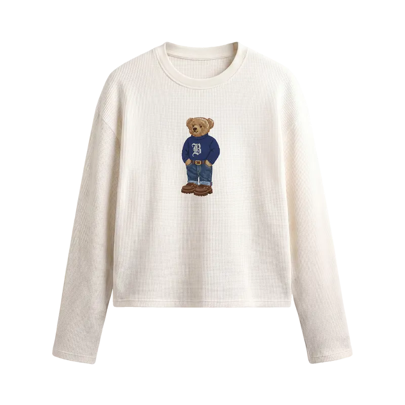 Blacklist Bear Basics Waffle T-Shirt Off White