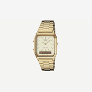 Casio AQ230GA-9D Analog Digital Dual Time Gold Tone Metal Band Watch