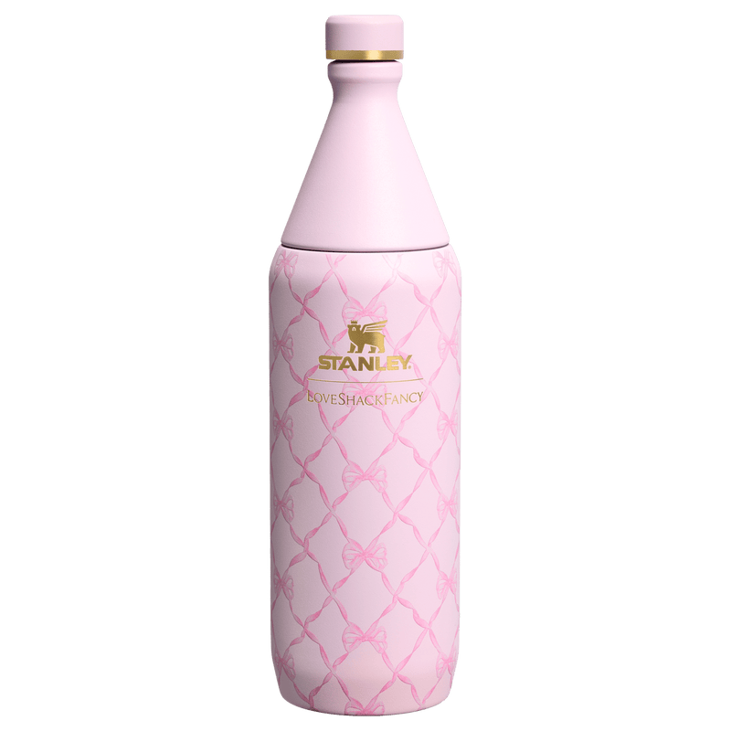 Stanley Stanley 1913 x LoveShackFancy Holiday All Day Slim Bottle | 34 OZ Baby Bow Pink Peppermint Baby Bow Pink Peppermint