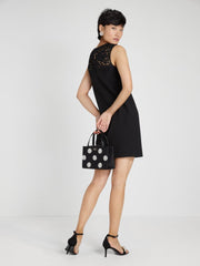 Ribbon Lace Applique Crepe Dress