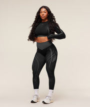 Gymshark x Analis Seamless Long Sleeve Crop Top - Black/Silver Grey