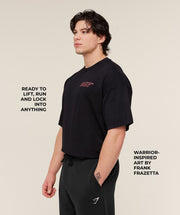 Gymshark Power x Frazetta Graphic T-Shirt - Black/Rust Red