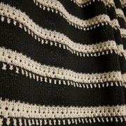 Black Striped Crochet Wide Leg Trousers