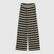 Black Striped Crochet Wide Leg Trousers