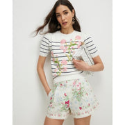 White Floral Printed Shorts