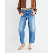 Blue Denim Seamed Barrel Jeans