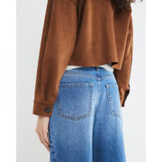 Blue Denim Seamed Barrel Jeans