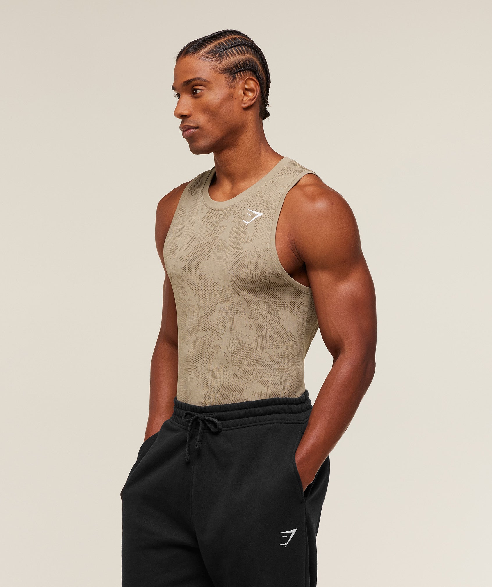 Gymshark Geo Seamless Tank - Cement Brown/Soul Brown