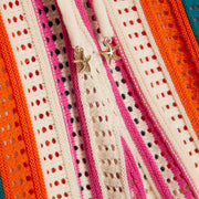 Petite Cream Striped Crochet Shorts