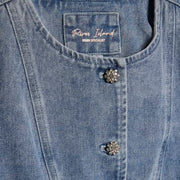 Blue Washed Bling Button Denim Top