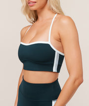 Gymshark Piping Sports Bra - Deep Petrol Blue/Smoke Blue/Soft White