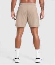 Gymshark Sport Panel 7" Shorts - Cement Brown/Pebble Grey