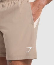 Gymshark Sport Panel 7" Shorts - Cement Brown/Pebble Grey