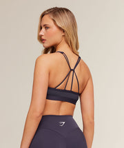 Gymshark Ruched Strappy Sports Bra - Midnight Purple