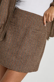 Wool Look Check Mini Skirt