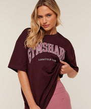 Gymshark Collegiate Graphic T-Shirt - GS Rich Maroon