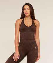 Gymshark Adapt Animal X Whitney Tank Top with Shelf - Archive Brown /  Soft Brown