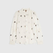 White Floral Embroidered Shirt