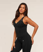 Gymshark Lift Seamless Tank with Shelf - Black Marl