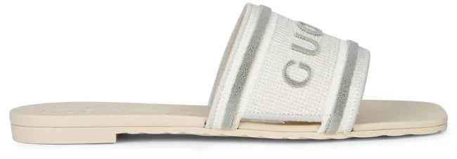 Gucci Sliders in cotton with embroidered logo