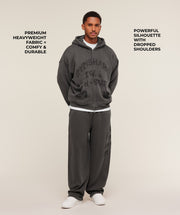 Gymshark Collegiate Washed Zip Up Hoodie - Asphalt Grey