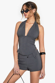 Bengaline Halterneck Corset  Top