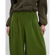 Khaki Balloon Leg Pleated Trousers