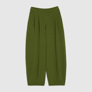 Khaki Balloon Leg Pleated Trousers