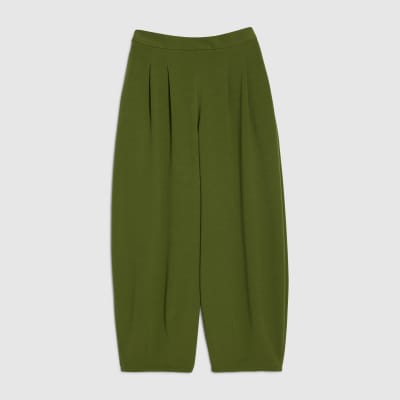 Khaki Balloon Leg Pleated Trousers