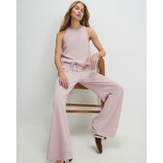Pink Metallic Drawstring Wide Leg Trousers