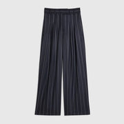 Navy pinstripe wide leg trousers